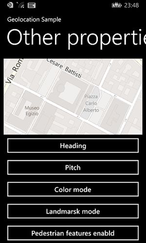 Map after the tap on the button Pedestrian features enabled